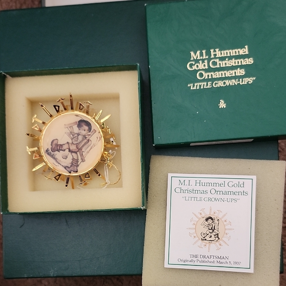 M.I. Hummel Little Grown-Ups Christmas Ornament “The Draftsman” w/Box  & Insert